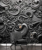 3 Boyutlu Siyah Motifli Duvar Kağıdı thumbnail 6