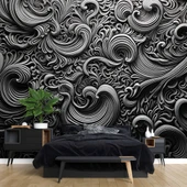 3 Boyutlu Siyah Motifli Duvar Kağıdı thumbnail 2