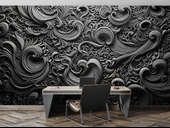 3 Boyutlu Siyah Motifli Duvar Kağıdı thumbnail 4