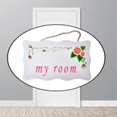 heyf HEYF® Decotown My Room Benim Odam Dekoratif Çiçek Desenli Kapı Askısı - 1