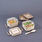 ARYILDIZ BENTO 2 KATLI LUNCH BOX YEMEK TERMOSU KARE BEJ 1400ML - 2