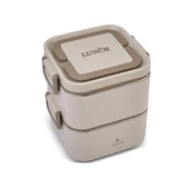ARYILDIZ BENTO 2 KATLI LUNCH BOX YEMEK TERMOSU KARE BEJ 1400ML - 1