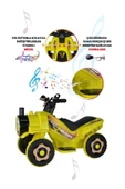 UJ TOYS Müzikli Ve Led Işıklı Akülü Atv 6v Buddy Sarı - 4
