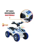 UJ TOYS Uzaktan Kumandalı Akülü Atv 6v Safari-beyaz Polis - 4