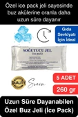 5 Adet 260 gr Soğutucu Jel Poşet Buz Aküsü Yolculuk Seyahat Yiyecek İçin Uygun Uzun Süre Dayanım - 1