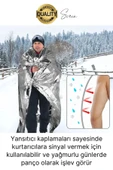 Soğuk Sıcak Tutan Çift Taraflı Gümüş Acil Durum Battaniyesi Termal Yanık Hayatta Kalma Kamp Deprem - 4