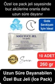 10 Adet 260 gr Soğutucu Jel Poşet Buz Aküsü Yolculuk Seyahat Yiyecek İçin Uygun Uzun Süre Dayanım - 1