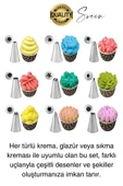 Uzun Ömürlü 10 Parça Paslanmaz Çelik Pasta Krema Sıkma Aparatı Seti Kesesi Torbası Dekoratif Süsleme - 3