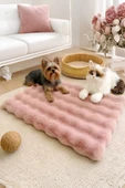 Peluş Yumuşak Yıkanabilir Bubble Kedi Yatağı - Köpek Yatağı Minder Pembe - 1