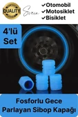 Özel Üretim Mavi Fosforlu Sibop Kapağı 4 Set Tüm Araçlarla Uyumlu Gece Parlayan Sibob Jant Tekerlek - 1