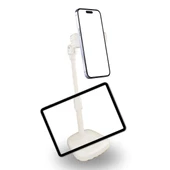 heyf  HEYF® Masa Üstü Tablet ve Telefon Tutucu Plastik Aparat Beyaz Telefon Standı - 1