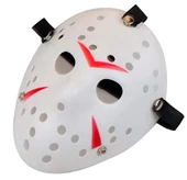 Beyaz Renk Kırmızı Çizgili Tam Yüz Hokey Jason Maskesi Hannibal Maskesi - 6