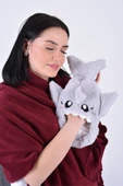 Shark Desenli Gri Su Torbası Kılıfı Yumuşak, Rahatlatıcı ve Isı Terapisi (Termojel Hediyeli) - 5