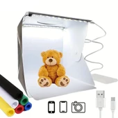 heyf HEYF® Katlanır Işıklı Fotoğraf Stüdyosu 40x40 cm 6 Renk Fonlu Ürün Çekimi İçin Uygun Fotoğraf Çekim Kutusu - 1