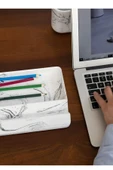 Mermer Desenli Beton Çok Amaçlı Banyo Ofis Düzenleyici Organizer - 4