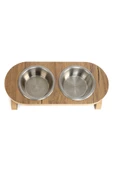 Ahşap Kedi Köpek Eğimli Su Mama Kabı Çelik Kase 18 mm Mdf - 5