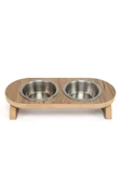 Ahşap Kedi Köpek Eğimli Su Mama Kabı Çelik Kase 18 mm Mdf - 3