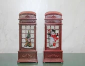 Telefon Kulübesi Tasarımı Yılbaşı Temalı Işıklı Müzikli Kar Küresi Alk3209 - 1