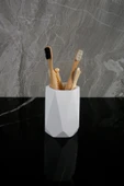 6 Parça Mermer Desenli Beton Banyo Seti Katı Sıvı Sabunluk Diş Fırçalığı Havluluk Tütsülük Tepsi - 4