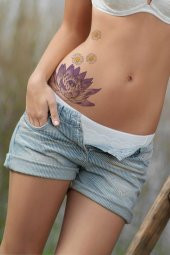 Lotus Geçici Dövme,Geçici Tattoo ,Vücut Dövme,Kol Bilek Dövme,Boyun Dövme,Sırt Dövme - 1
