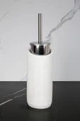 4 Parça Mermer Desenli Beton Banyo Wc Seti Tuvalet Fırçası Çöp Kovası 4 Litre - 4