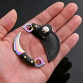 Kompakt Bıçak Anahtarlık, Metal Taşınabilir Cep Bıçağı Deri Kılıf - 1