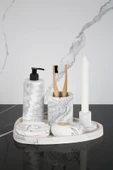 6 Parça Mermer Desenli Beton Banyo Seti Katı Ve Sıvı Sabunluk Mumluk Tütsülük Diş Fırçalığı thumbnail 1