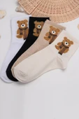 4 Çift Teddy Bear Tüylü Kolej Çorap - 3