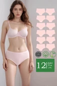 Yüksek Bel Pamuklu 12'Li Paket Bato Külot Pembe - 1