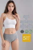 Yüksek Bel Pamuklu 5'Li Paket Bato Külot Gri - 1