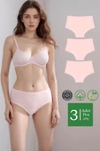 Yüksek Bel Pamuklu 3'Lü Paket Bato Külot Pembe - 1