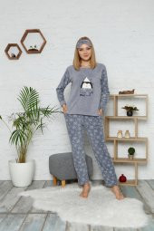 Kadın Uzun Kollu Alt Polar Üst Kışlık Pijama Takımı 1622 - 1