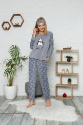 Kadın Uzun Kollu Alt Polar Üst Kışlık Pijama Takımı 1622 - 2