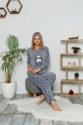 Kadın Uzun Kollu Alt Polar Üst Kışlık Pijama Takımı 1622 - 4