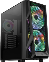 Aerocool Airhawk Duo 750W 80 Gold Cam Yan Panel Adreslenebilir Duo RGB Fanlı 3.0 Oyuncu Kasası (AE AIRHAWKD750GD) - 1