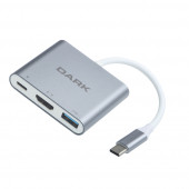 Dark 3in1 USB3.1 Type C Erkek - HDMI Dönüştürücü - 4K UHD/USB 3.1 Type C Şarj Dönüştürücü(DK-AC-U31X32) - 2
