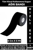Premium Hızlı Etki Kas Bel Bacak Kol Boyun Sırt Omuz Karın Kalça Spor 5 Metre Isı Ağrı Bandı Siyah - 1