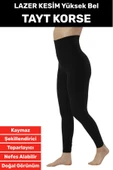 İç Göstermez Kaymaz Sıkılaştırıcı Toparlayıcı Vücut Şekillendirici LAZER KESİM Yüksek Bel Tayt Korse thumbnail 1