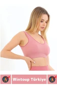 Göğüs Toparlayıcı Sarkma Önleyen Gündelik Spor Kullanım Şık Kalın Askılı Fitilli Crop Büstiyer - 2