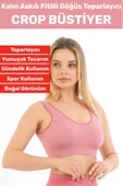 Göğüs Toparlayıcı Sarkma Önleyen Gündelik Spor Kullanım Şık Kalın Askılı Fitilli Crop Büstiyer - 1