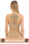Göğüs Toparlayıcı Sarkma Önleyen Gündelik Spor Kullanım Şık İnce Askılı Pedli Çizgili Crop Büstiyer - 4