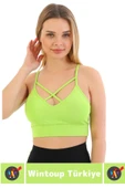 Göğüs Toparlayan Sarkma Önleyen Spor Gündelik Kullanım Şık Ön Çapraz Askı Detay Micro Crop Büstiyer - 2