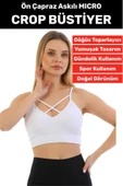 Göğüs Toparlayan Sarkma Önleyen Spor Gündelik Kullanım Şık Ön Çapraz Askı Detay Micro Crop Büstiyer - 1