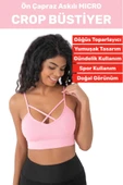 Göğüs Toparlayan Sarkma Önleyen Spor Gündelik Kullanım Şık Ön Çapraz Askı Detay Micro Crop Büstiyer - 1