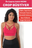 Göğüs Toparlayan Sarkma Önleyen Spor Gündelik Kullanım Şık Ön Çapraz Askı Detay Micro Crop Büstiyer - 1