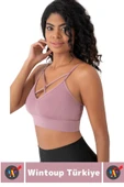 Göğüs Toparlayan Sarkma Önleyen Spor Gündelik Kullanım Şık Ön Çapraz Askı Detay Micro Crop Büstiyer - 2
