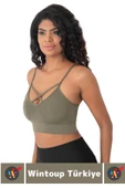 Göğüs Toparlayan Sarkma Önleyen Spor Gündelik Kullanım Şık Ön Çapraz Askı Detay Micro Crop Büstiyer thumbnail 2