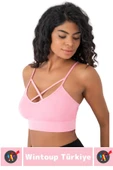 Göğüs Toparlayan Sarkma Önleyen Spor Gündelik Kullanım Şık Ön Çapraz Askı Detay Micro Crop Büstiyer - 3