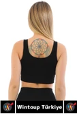 Göğüs Toparlayıcı Sarkma Önleyen Gündelik Spor Kullanım Şık Kalın Askılı Çizgili Crop Büstiyer - 4