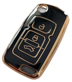 Geely Emgrand Uyumlu Nano Anahtar Kılıfı Kumanda Kılıfı Oto Anahtarlık Siyah Gold thumbnail 2